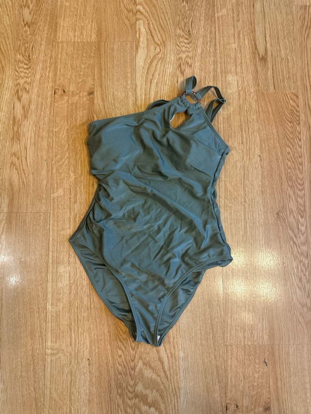 CUPSHE Sage One-Shoulder Ruched Tummy Control One-Piece Swimsuit